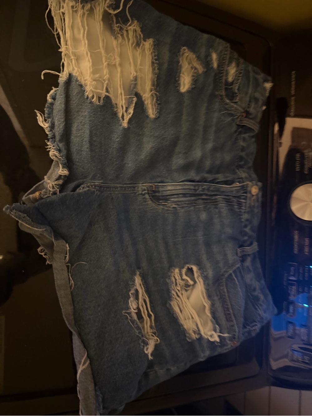 American Eagle Outfitters Ripped Dark Blue Denim Cutoff Shorts